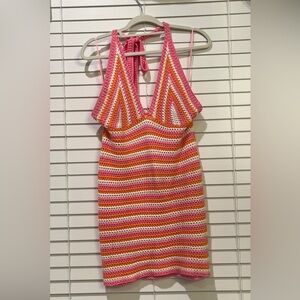 Beige Botany Crochet Dress